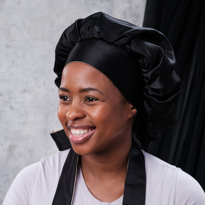 Black adult thick satin bonnets