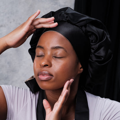 Black adult thick satin bonnets